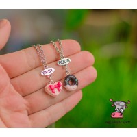 Кулон для двоих друзей "Best Buds. Малиновые сладости. Цена за набор 